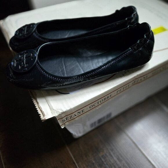 Tory Burch Minnie travel navy patent  flats size 8.5 - Picture 6 of 9